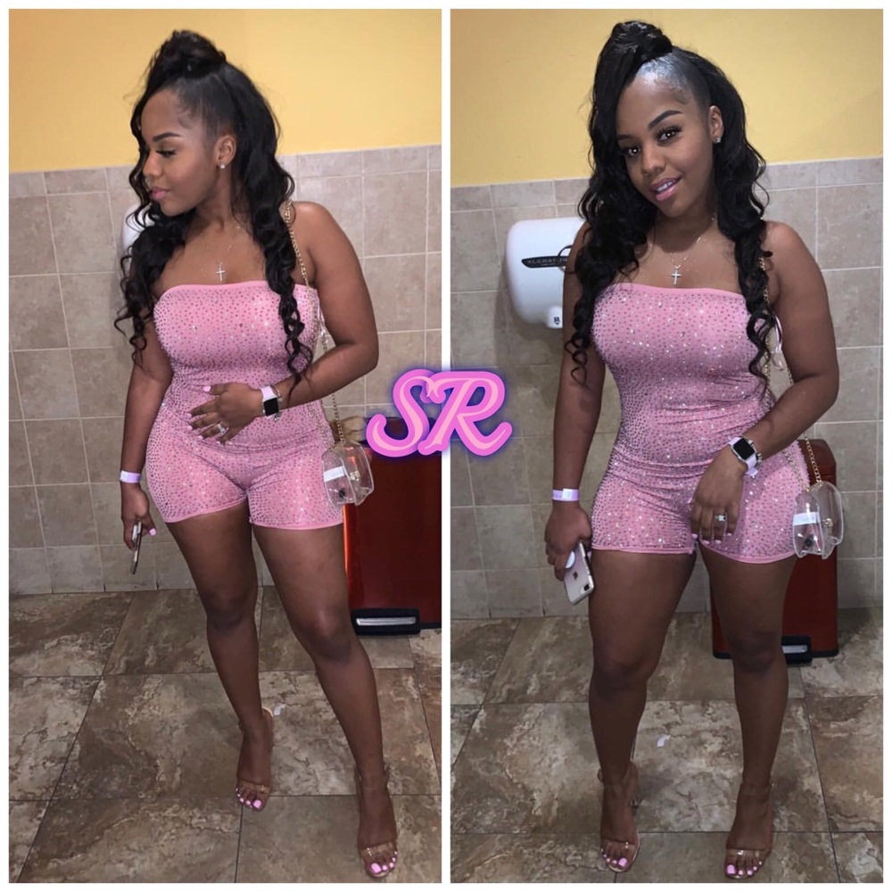 Pink Rhinestone Romper - Picture 4 of 8